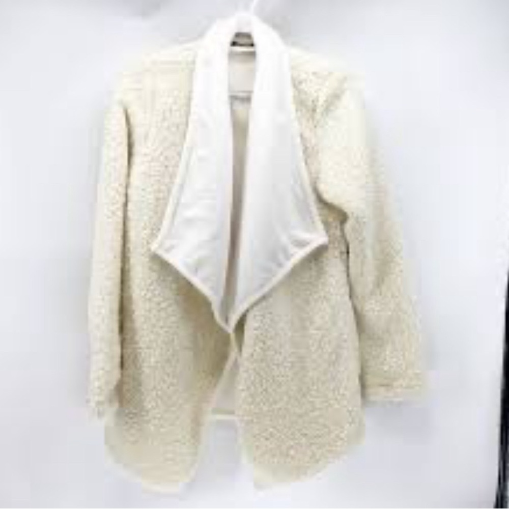 Abercrombie Cream Teddy Jacket with Waterfall Collar size s